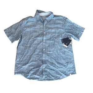 CHAPS Men's Seacoast Wash Short Sleeves Oxford Shirt Size XXL In Blue Shadow